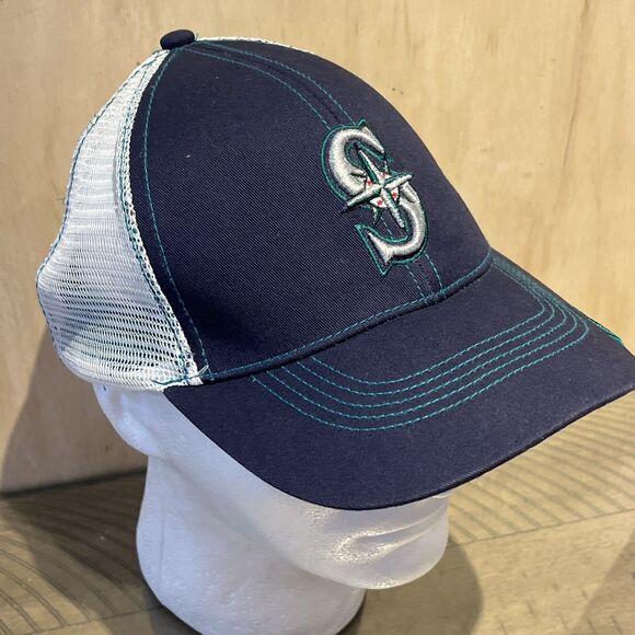 Vintage Nike Team Seattle Mariners Snapback Baseball Hat Cap Blue Teal trucker - Picture 1 of 7